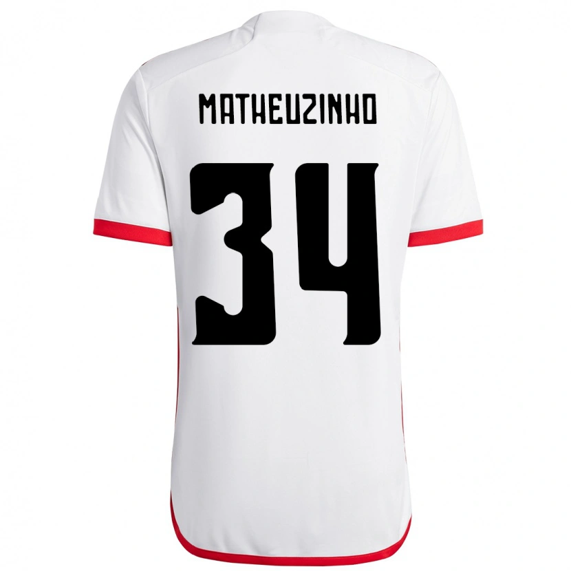 Danxen Kvinnor Matheuzinho #34 Vit Röd Bortatröja Matchtröjor 2025/26 Tröjor T-Tröja
