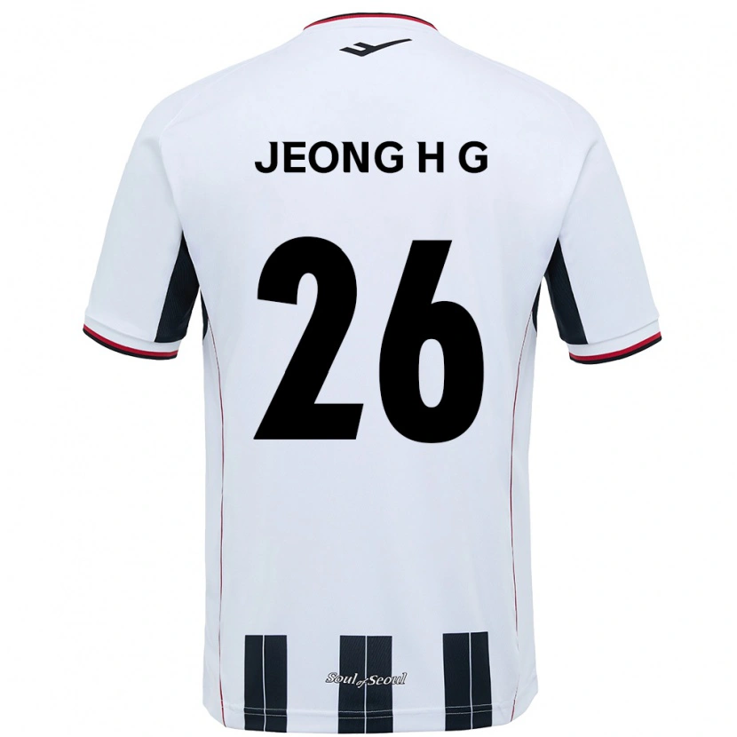 Danxen Kvinnor Jeong Hyun-Gyeong #26 Vit Svart Bortatröja Matchtröjor 2025/26 Tröjor T-Tröja
