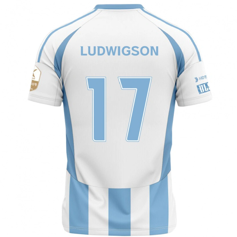 Danxen Kvinnor Gustav Ludwigson #17 Vit Himmelsblå Bortatröja Matchtröjor 2025/26 Tröjor T-Tröja