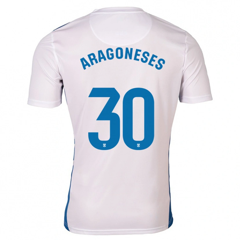 Danxen Kvinnor Sergio Aragoneses #30 Vit Blå Hemmatröja Matchtröjor 2025/26 Tröjor T-Tröja