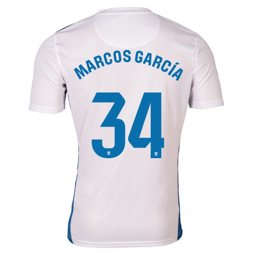 Danxen Kvinnor Marcos García #34 Vit Blå Hemmatröja Matchtröjor 2025/26 Tröjor T-Tröja