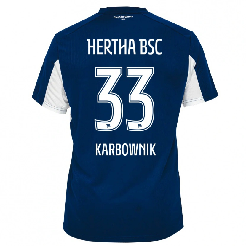 Danxen Kvinnor Michal Karbownik #33 Vit Blå Hemmatröja Matchtröjor 2025/26 Tröjor T-Tröja