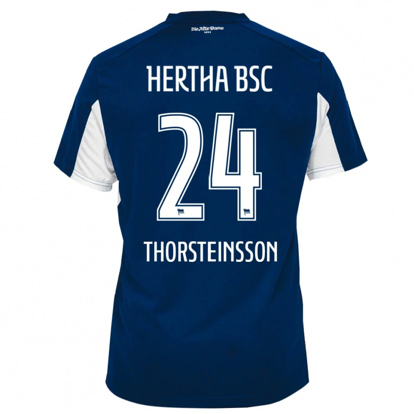 Danxen Kvinnor Jón Dagur Thorsteinsson #24 Vit Blå Hemmatröja Matchtröjor 2025/26 Tröjor T-Tröja