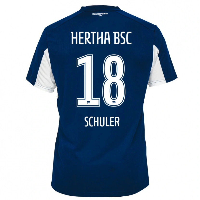 Danxen Kvinnor Luca Schuler #18 Vit Blå Hemmatröja Matchtröjor 2025/26 Tröjor T-Tröja