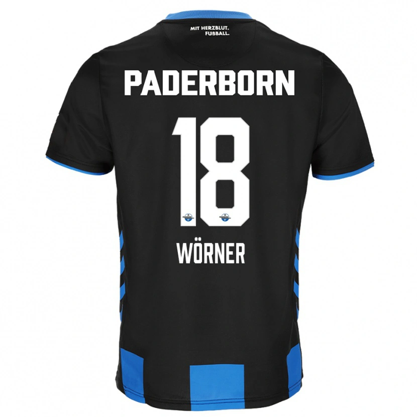 Danxen Kvinnor Marco Wörner #18 Svart Blå Hemmatröja Matchtröjor 2025/26 Tröjor T-Tröja