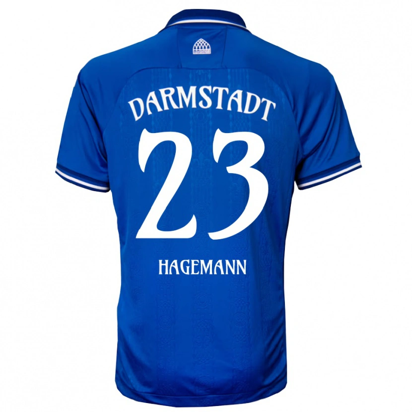 Danxen Kvinnor Emil Hagemann #23 Blå Vit Hemmatröja Matchtröjor 2025/26 Tröjor T-Tröja