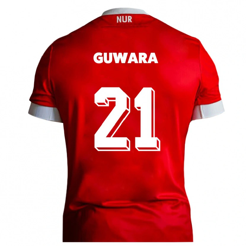 Danxen Kvinnor Leon Guwara #21 Röd Vit Hemmatröja Matchtröjor 2025/26 Tröjor T-Tröja