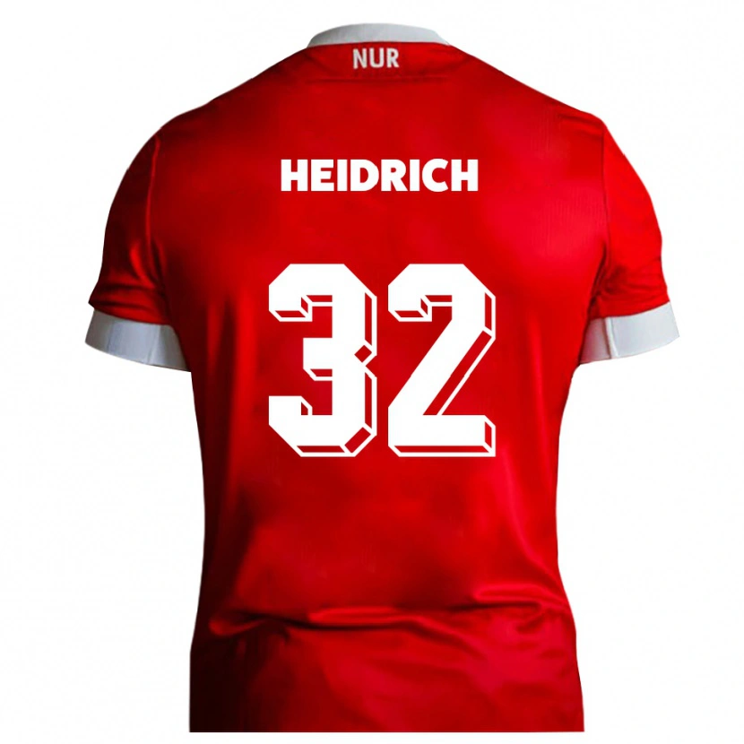 Danxen Kvinnor Finn Heidrich #32 Röd Vit Hemmatröja Matchtröjor 2025/26 Tröjor T-Tröja
