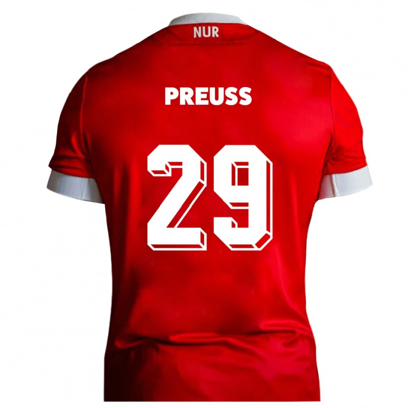 Danxen Kvinnor Marlon Preuß #29 Röd Vit Hemmatröja Matchtröjor 2025/26 Tröjor T-Tröja