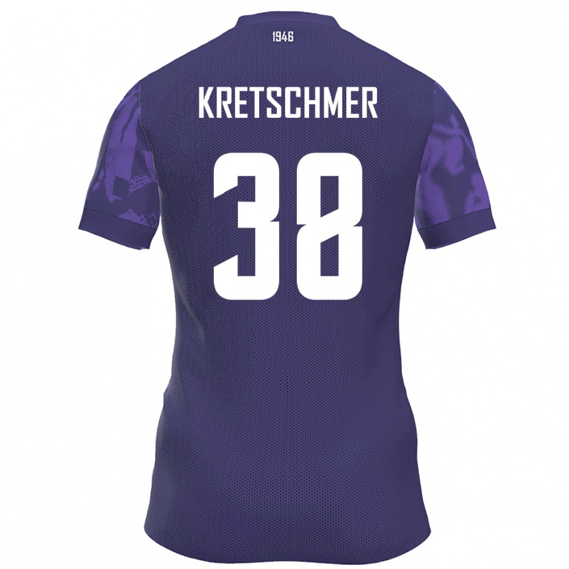 Danxen Kvinnor Theo Kretschmer #38 Lila Vit Hemmatröja Matchtröjor 2025/26 Tröjor T-Tröja