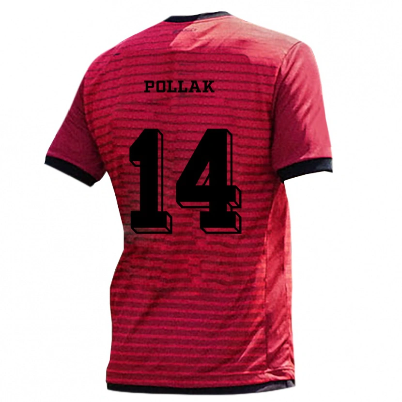 Danxen Kvinnor Florian Pollak #14 Röd Svart Hemmatröja Matchtröjor 2025/26 Tröjor T-Tröja