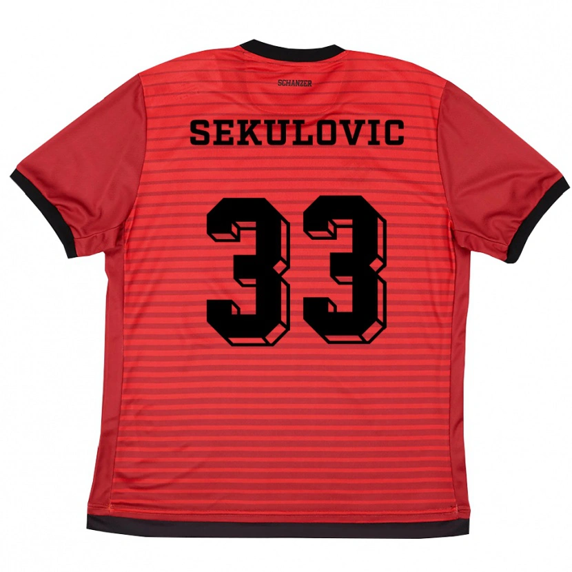 Danxen Kvinnor Davide-Danilo Sekulovic #33 Röd Svart Hemmatröja Matchtröjor 2025/26 Tröjor T-Tröja