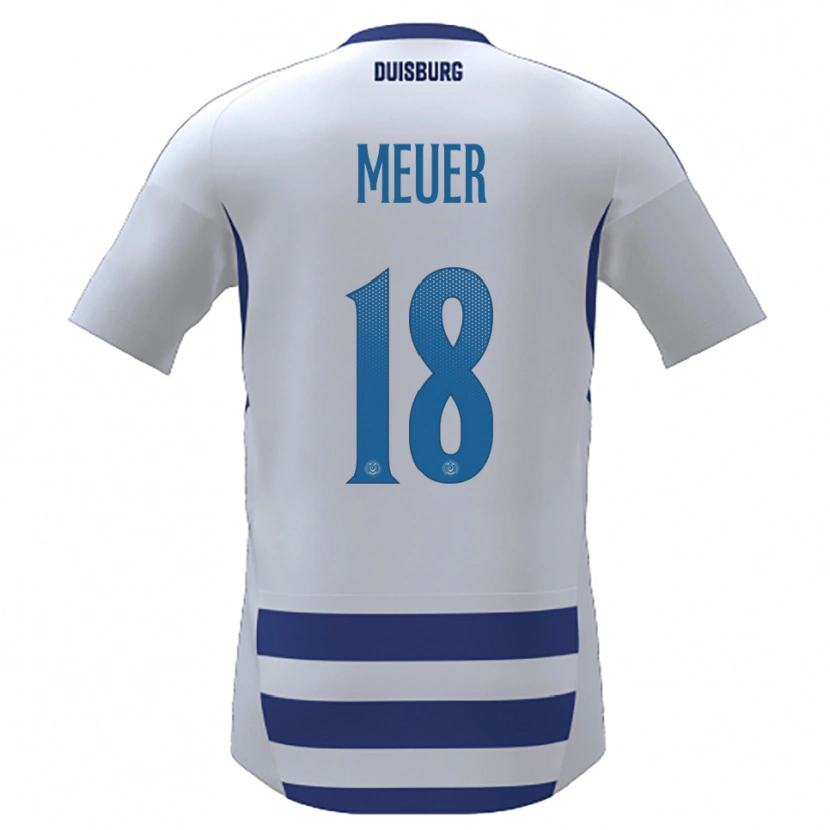 Danxen Kvinnor Steffen Meuer #18 Vit Blå Hemmatröja Matchtröjor 2025/26 Tröjor T-Tröja