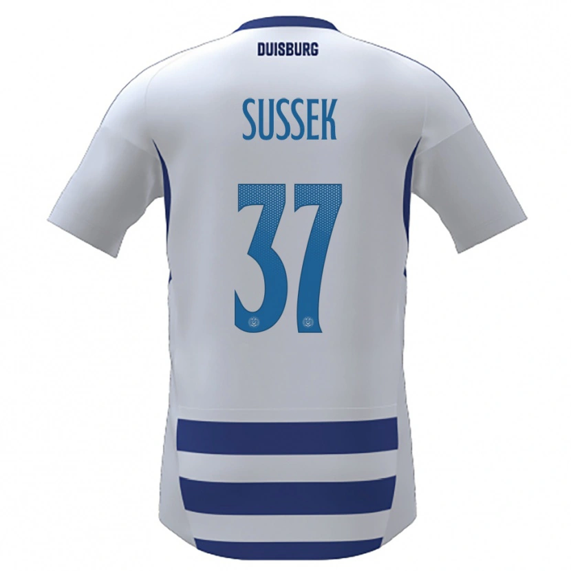 Danxen Kvinnor Patrick Sussek #37 Vit Blå Hemmatröja Matchtröjor 2025/26 Tröjor T-Tröja