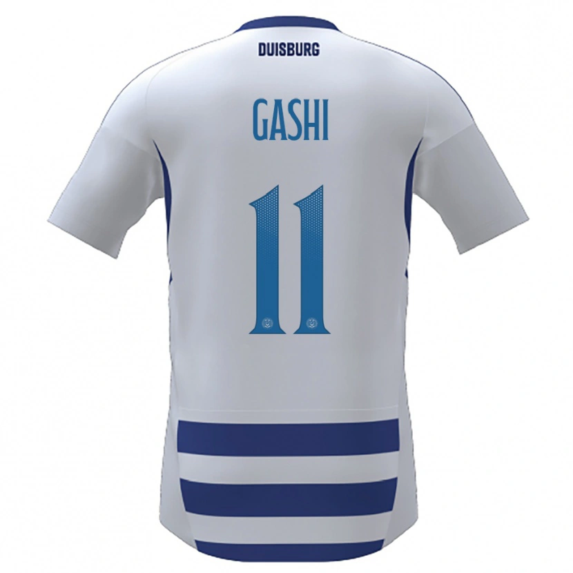Danxen Kvinnor Loris Gashi #11 Vit Blå Hemmatröja Matchtröjor 2025/26 Tröjor T-Tröja