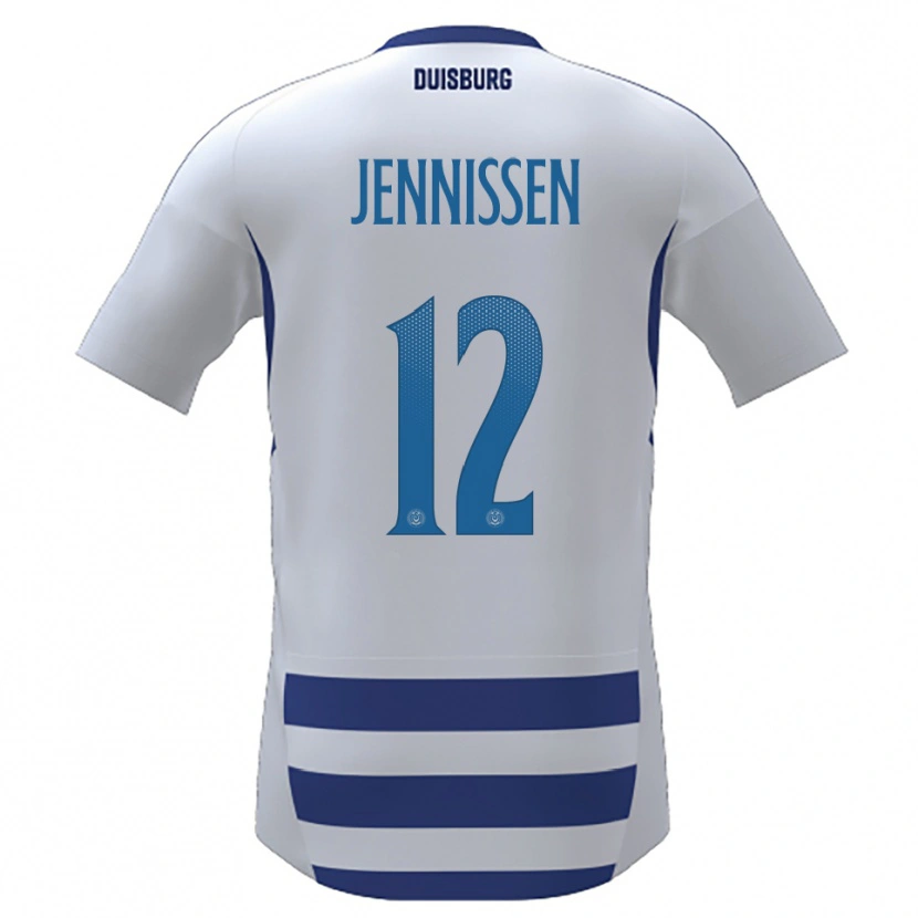 Danxen Kvinnor Laurenz Jennissen #12 Vit Blå Hemmatröja Matchtröjor 2025/26 Tröjor T-Tröja
