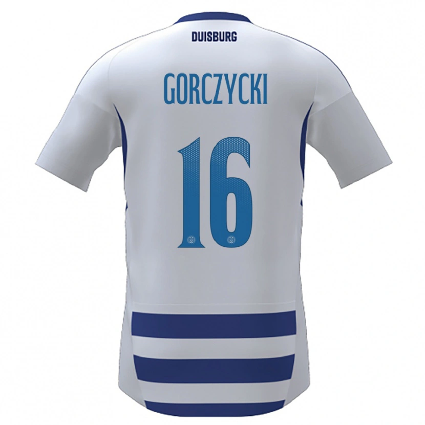 Danxen Kvinnor Adrian Gorczycki #16 Vit Blå Hemmatröja Matchtröjor 2025/26 Tröjor T-Tröja