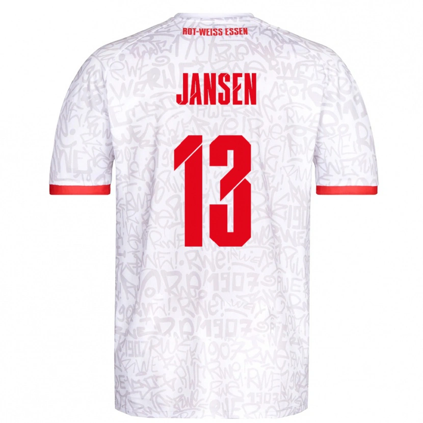 Danxen Kvinnor Joshua Jansen #13 Vit Röd Hemmatröja Matchtröjor 2025/26 Tröjor T-Tröja