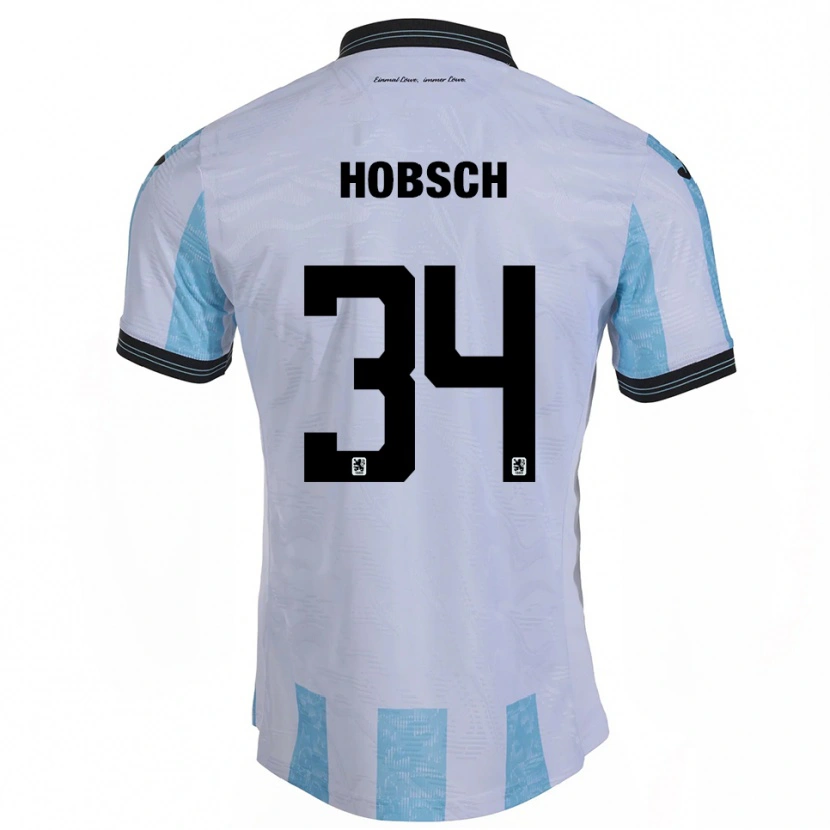 Danxen Kvinnor Patrick Hobsch #34 Vit Himmelsblå Hemmatröja Matchtröjor 2025/26 Tröjor T-Tröja