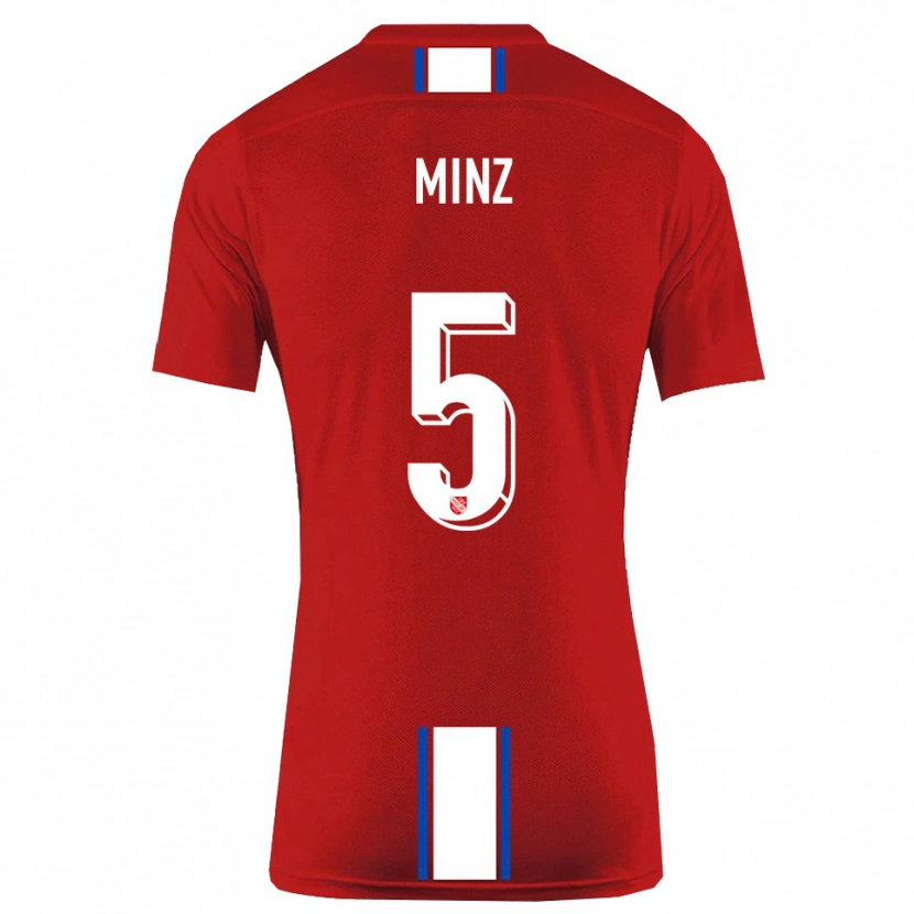 Danxen Kvinnor Dominic Minz #5 Röd Vit Hemmatröja Matchtröjor 2025/26 Tröjor T-Tröja