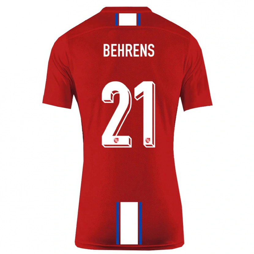 Danxen Kvinnor Irichad Behrens #21 Röd Vit Hemmatröja Matchtröjor 2025/26 Tröjor T-Tröja