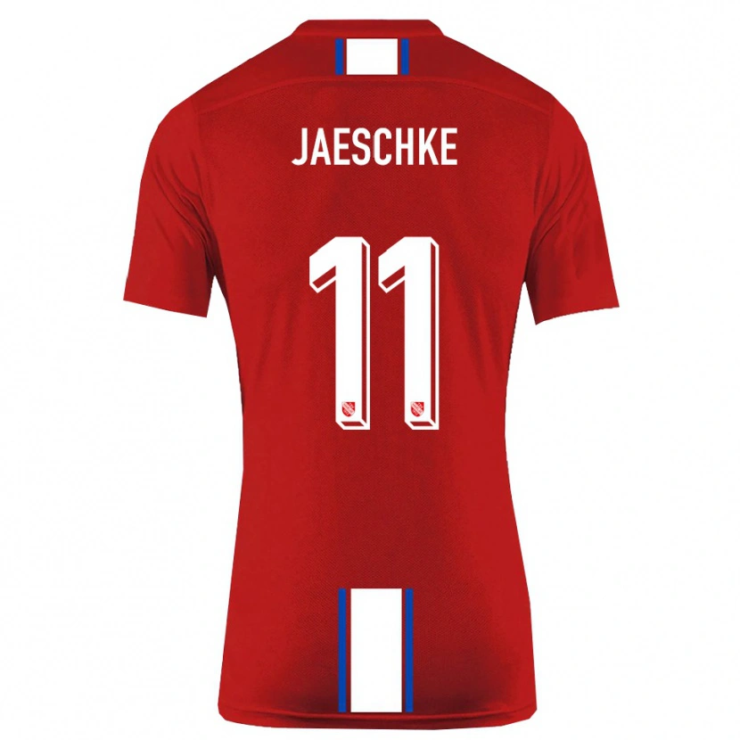 Danxen Kvinnor Yannik Jaeschke #11 Röd Vit Hemmatröja Matchtröjor 2025/26 Tröjor T-Tröja
