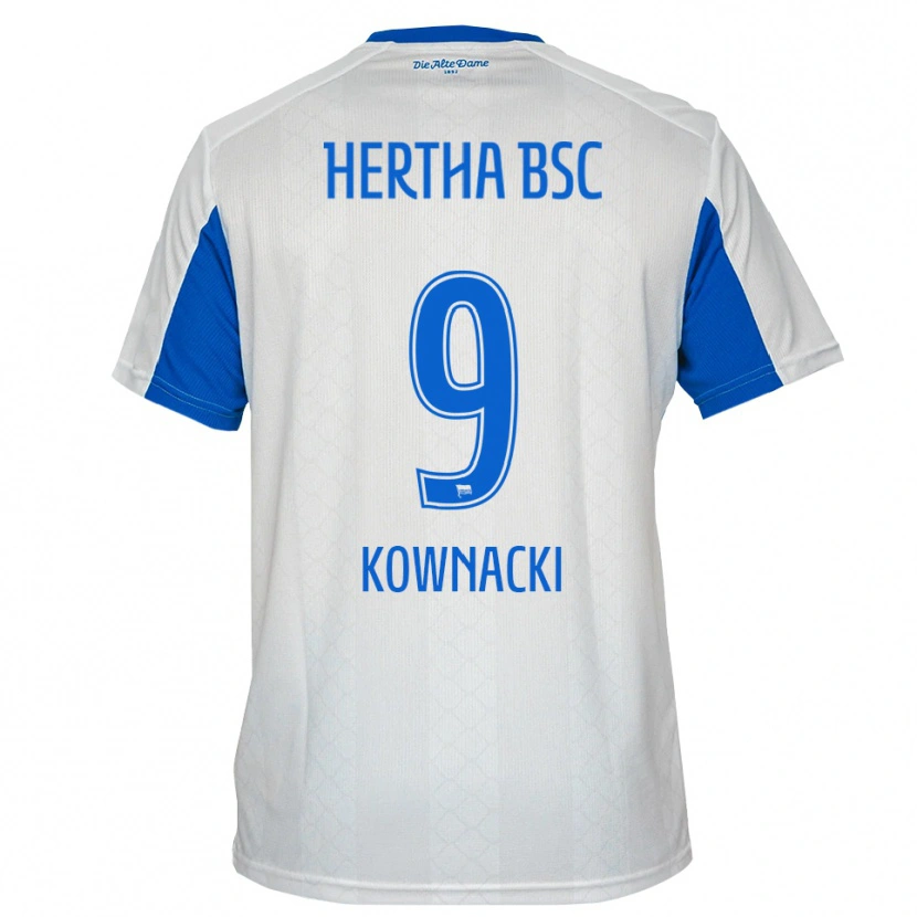 Danxen Kvinnor Dawid Kownacki #9 Vit Blå Bortatröja Matchtröjor 2025/26 Tröjor T-Tröja