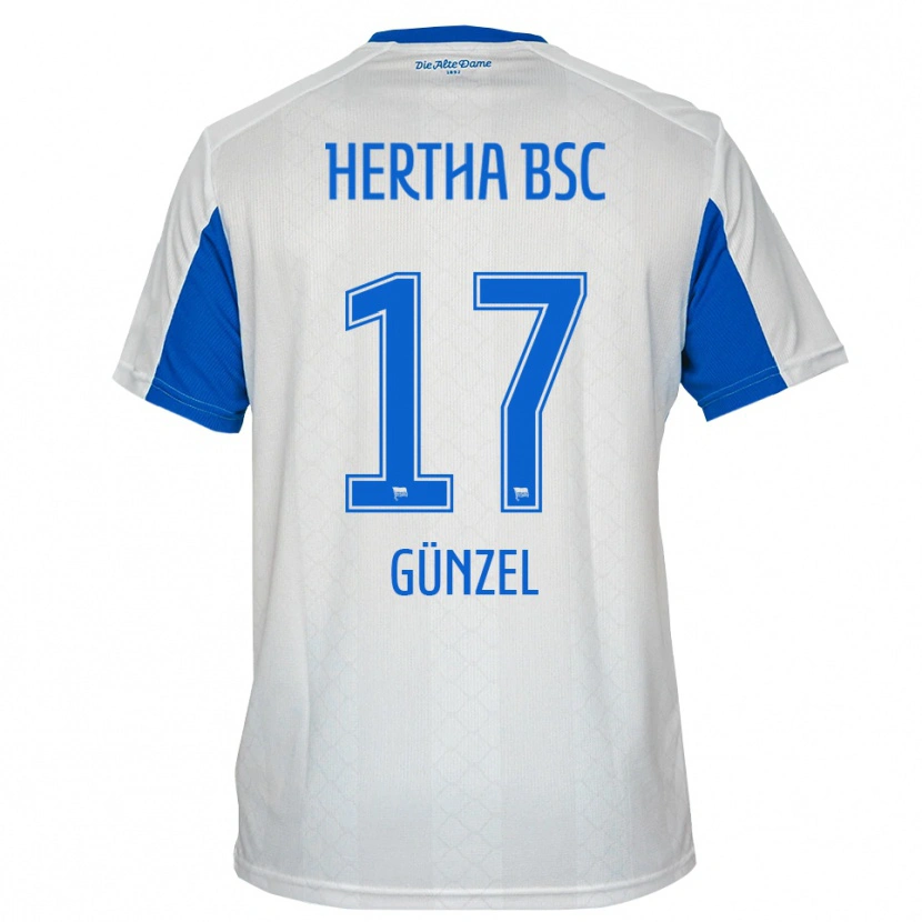Danxen Kvinnor Maximilian Günzel #17 Vit Blå Bortatröja Matchtröjor 2025/26 Tröjor T-Tröja