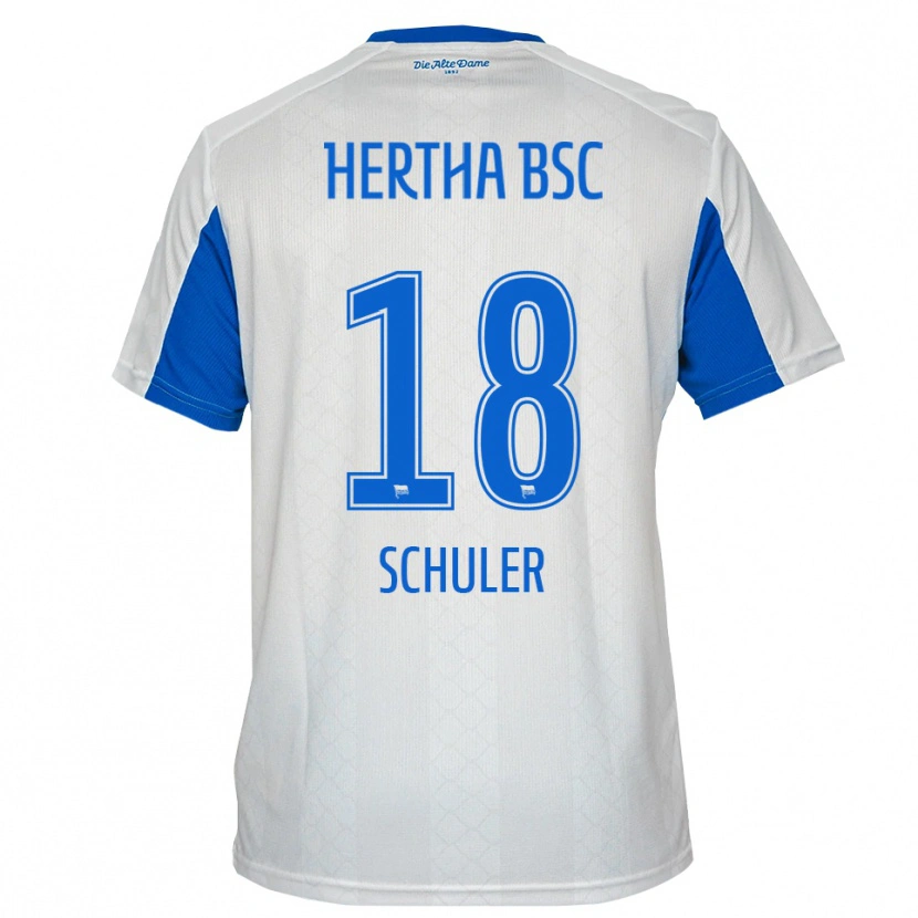 Danxen Kvinnor Luca Schuler #18 Vit Blå Bortatröja Matchtröjor 2025/26 Tröjor T-Tröja