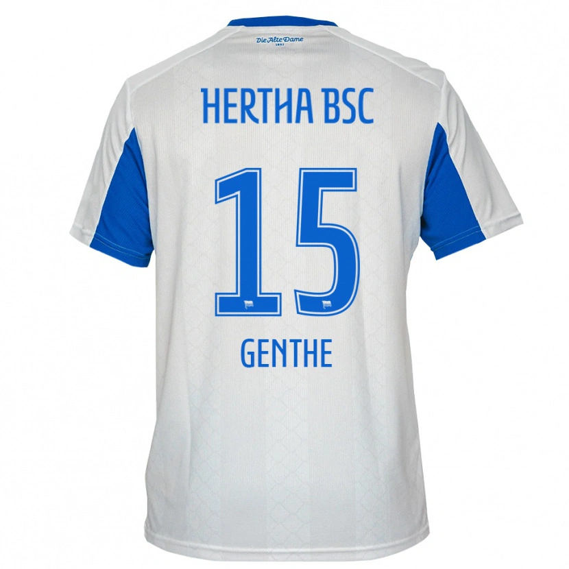 Danxen Kvinnor Lilli Genthe #15 Vit Blå Bortatröja Matchtröjor 2025/26 Tröjor T-Tröja