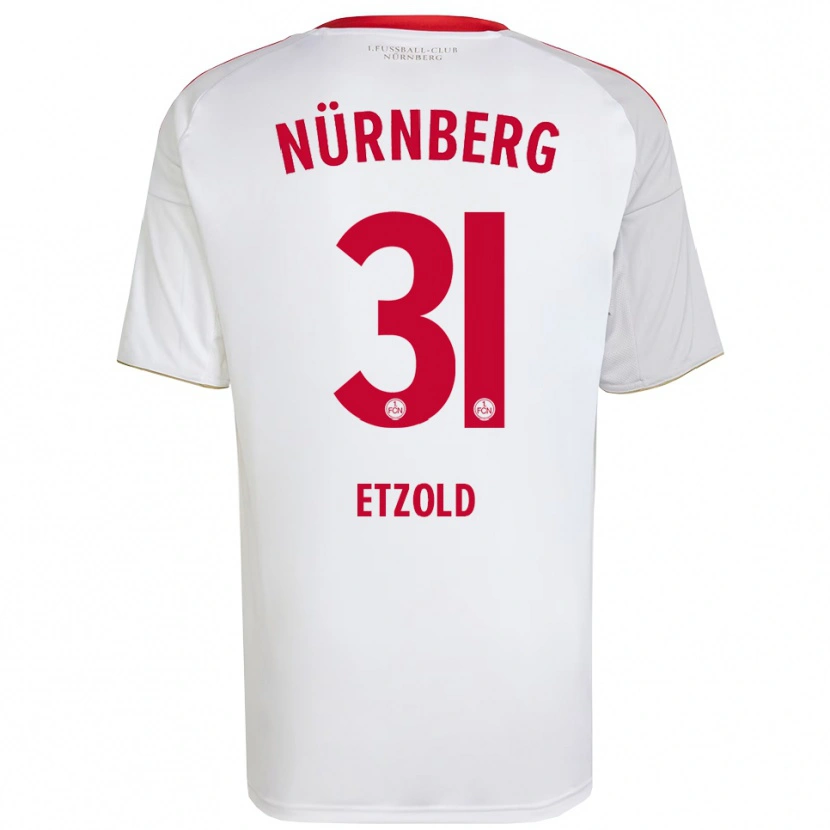 Danxen Kvinnor Hannah Etzold #31 Vit Röd Bortatröja Matchtröjor 2025/26 Tröjor T-Tröja
