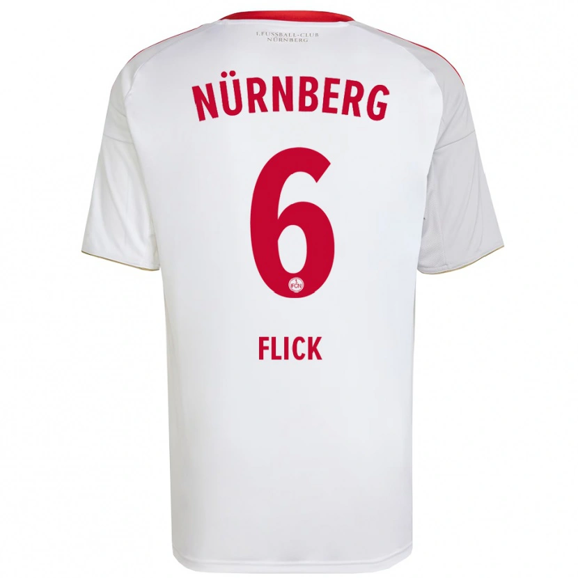 Danxen Kvinnor Florian Flick #6 Vit Röd Bortatröja Matchtröjor 2025/26 Tröjor T-Tröja