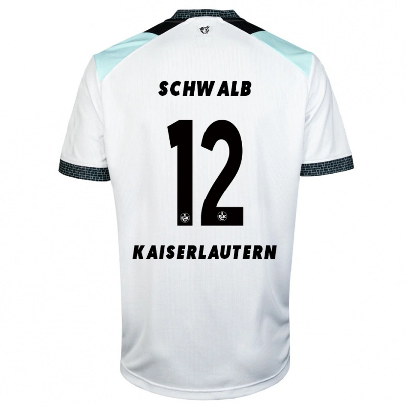 Danxen Kvinnor Yannick Schwalb #12 Vit Svart Bortatröja Matchtröjor 2025/26 Tröjor T-Tröja