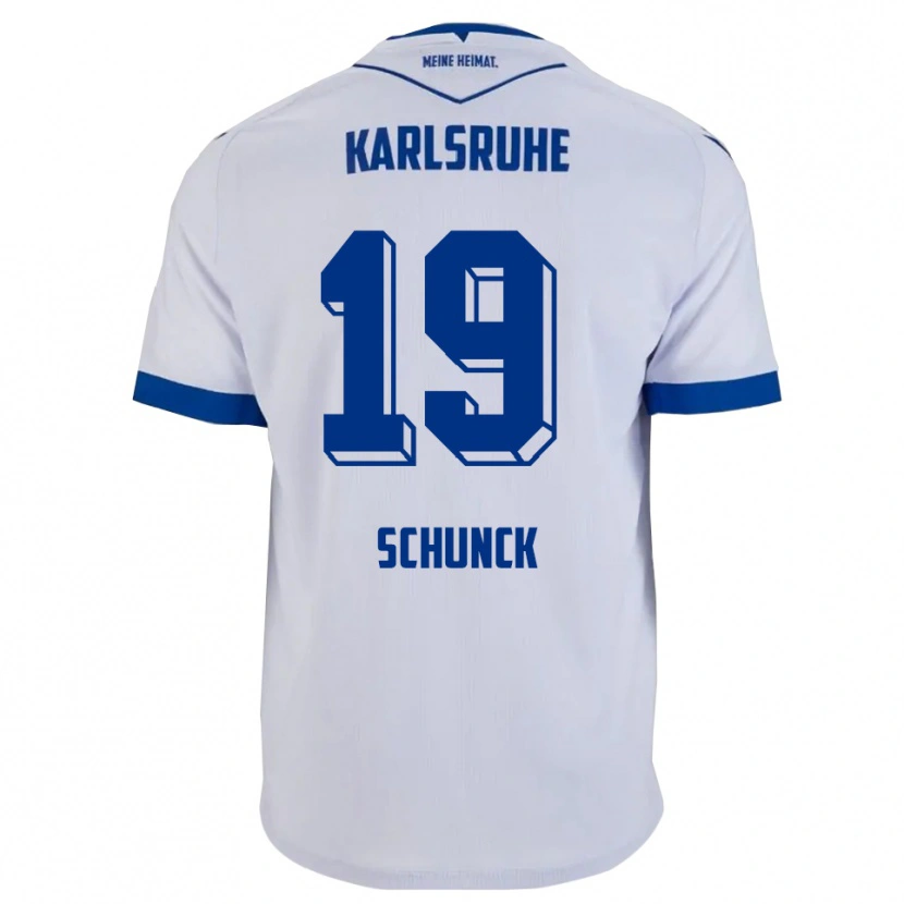 Danxen Kvinnor Tim Schunck #19 Vit Blå Bortatröja Matchtröjor 2025/26 Tröjor T-Tröja