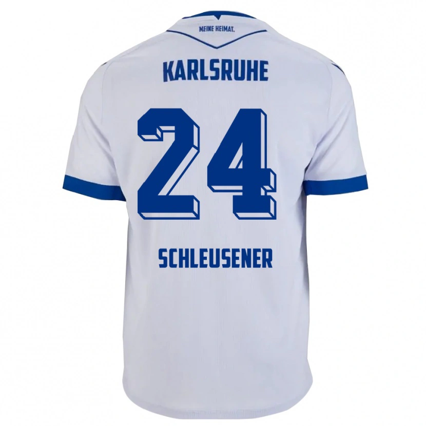 Danxen Kvinnor Fabian Schleusener #24 Vit Blå Bortatröja Matchtröjor 2025/26 Tröjor T-Tröja