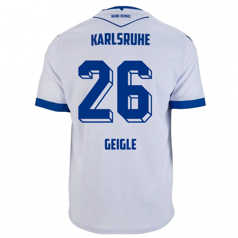 Danxen Kvinnor Fynn Geigle #26 Vit Blå Bortatröja Matchtröjor 2025/26 Tröjor T-Tröja