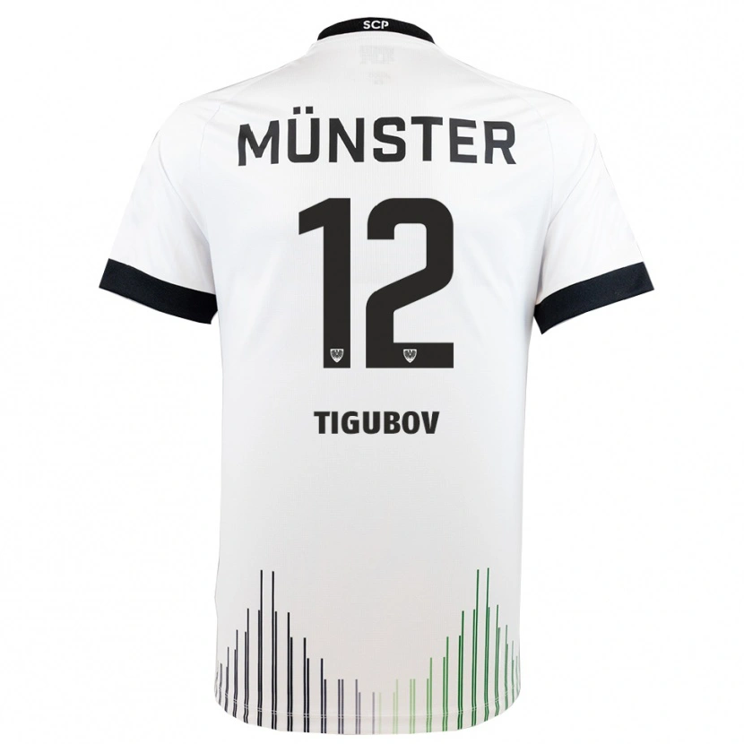 Danxen Kvinnor Adrian Tigubov #12 Vit Svart Bortatröja Matchtröjor 2025/26 Tröjor T-Tröja