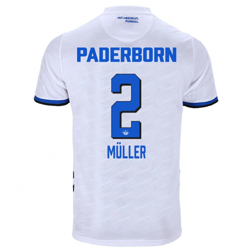 Danxen Kvinnor Ruben Müller #2 Vit Blå Bortatröja Matchtröjor 2025/26 Tröjor T-Tröja