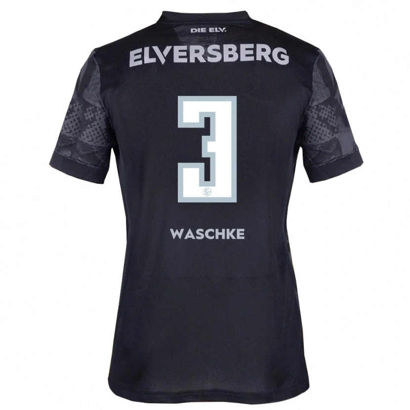 Danxen Kvinnor Finn Waschke #3 Svart Grå Bortatröja Matchtröjor 2025/26 Tröjor T-Tröja