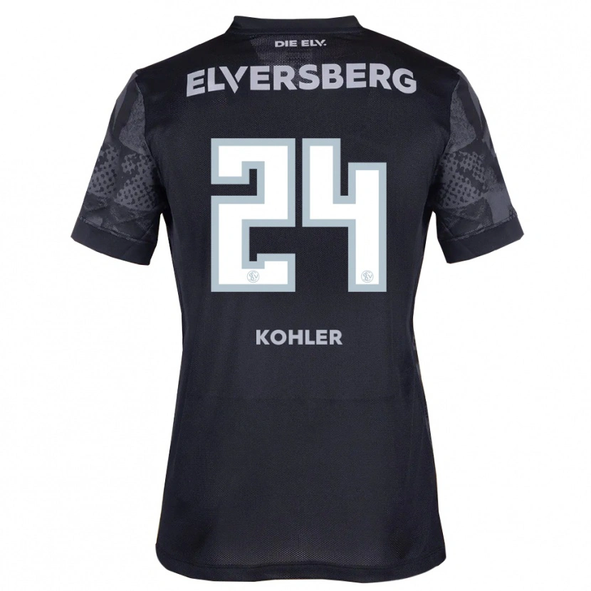 Danxen Kvinnor Lukas Kohler #24 Svart Grå Bortatröja Matchtröjor 2025/26 Tröjor T-Tröja