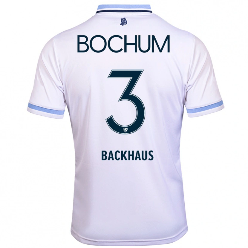 Danxen Kvinnor Lina Backhaus #3 Vit Himmelsblå Bortatröja Matchtröjor 2025/26 Tröjor T-Tröja