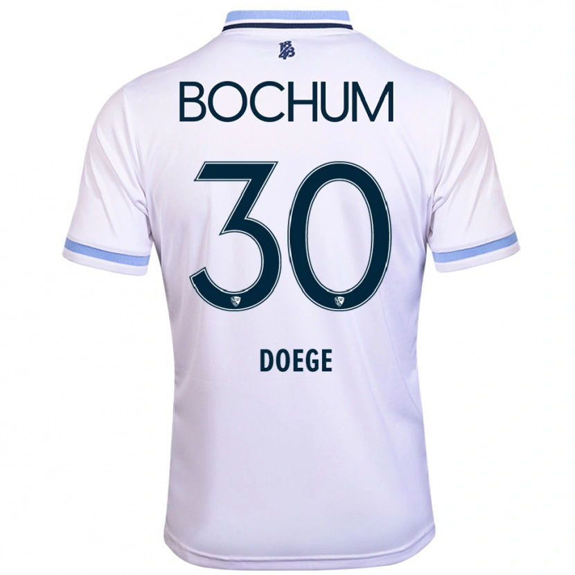Danxen Kvinnor Leonie Doege #30 Vit Himmelsblå Bortatröja Matchtröjor 2025/26 Tröjor T-Tröja