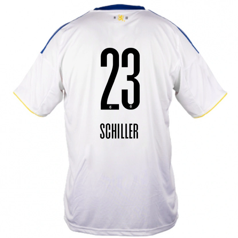 Danxen Kvinnor Niklas Schiller #23 Vit Blå Gul Bortatröja Matchtröjor 2025/26 Tröjor T-Tröja