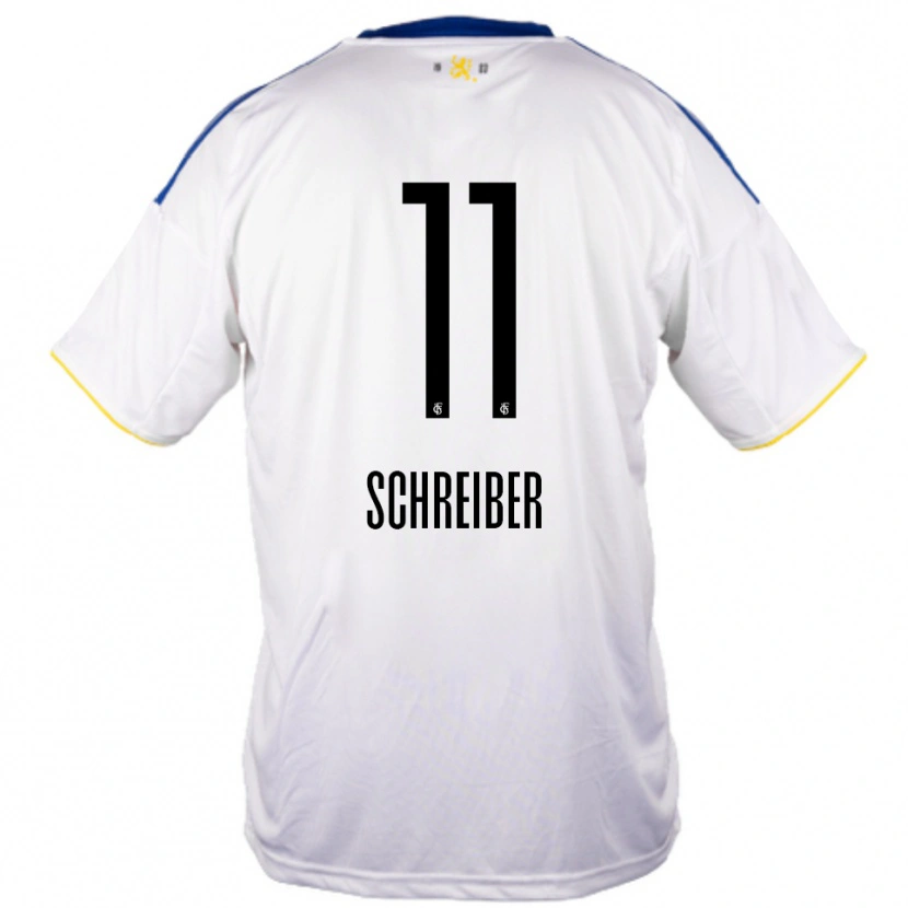 Danxen Kvinnor Colin Schreiber #11 Vit Blå Gul Bortatröja Matchtröjor 2025/26 Tröjor T-Tröja