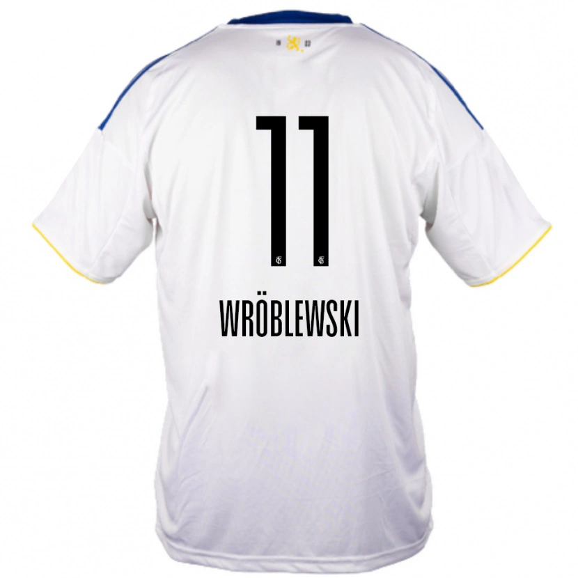 Danxen Kvinnor Lukas Wröblewski #11 Vit Blå Gul Bortatröja Matchtröjor 2025/26 Tröjor T-Tröja