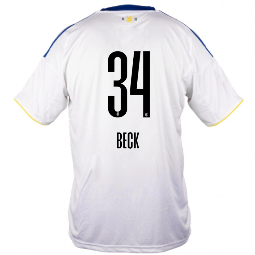 Danxen Kvinnor Luis Beck #34 Vit Blå Gul Bortatröja Matchtröjor 2025/26 Tröjor T-Tröja
