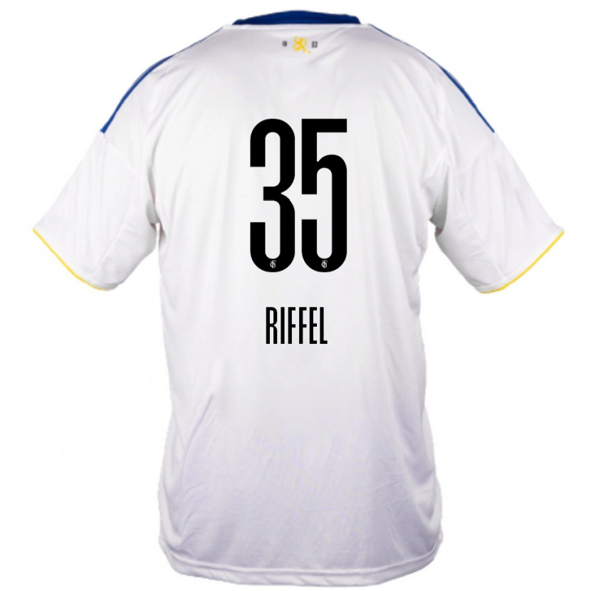 Danxen Kvinnor Kim Riffel #35 Vit Blå Gul Bortatröja Matchtröjor 2025/26 Tröjor T-Tröja