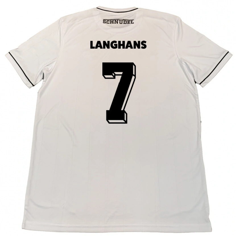 Danxen Kvinnor Leonard Langhans #7 Vit Svart Bortatröja Matchtröjor 2025/26 Tröjor T-Tröja