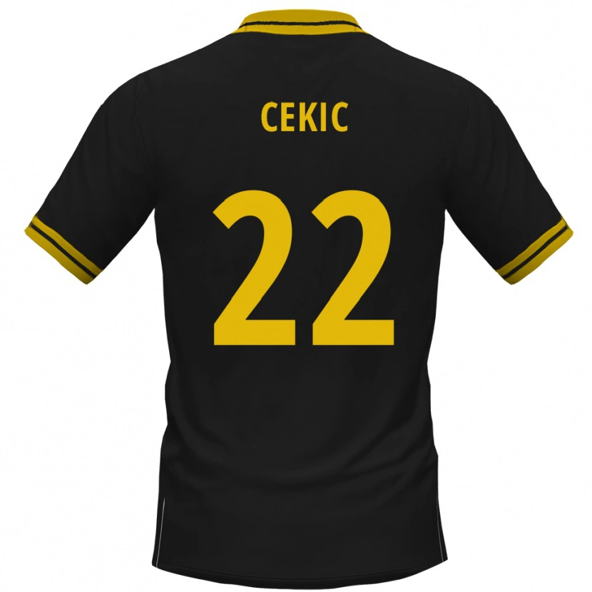 Danxen Kvinnor Adnan Cekic #22 Svart Gul Bortatröja Matchtröjor 2025/26 Tröjor T-Tröja