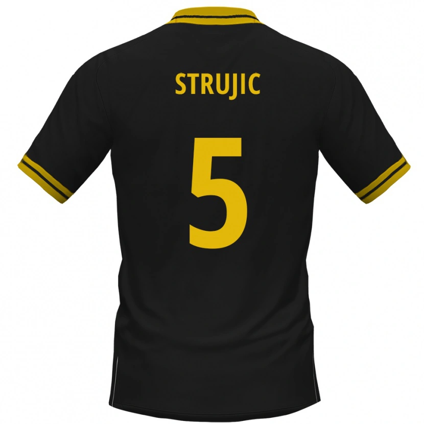 Danxen Kvinnor Sasa Strujic #5 Svart Gul Bortatröja Matchtröjor 2025/26 Tröjor T-Tröja